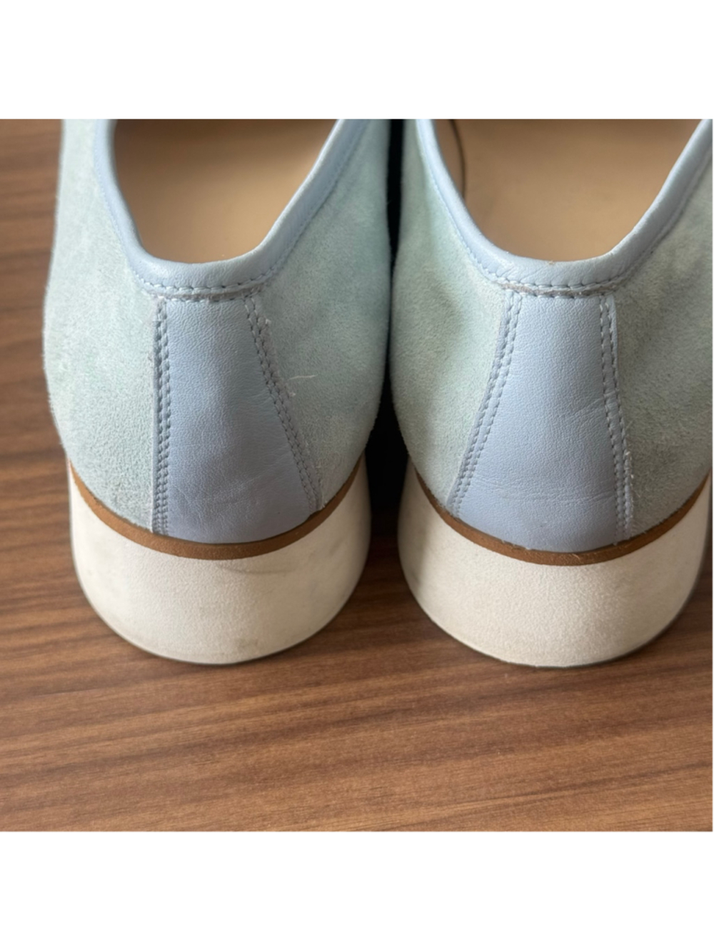 Nero Giardini Made in Italy Light Blue Suede Chain Loafers Platform Comfort Shoe - Picture 8 of 8
